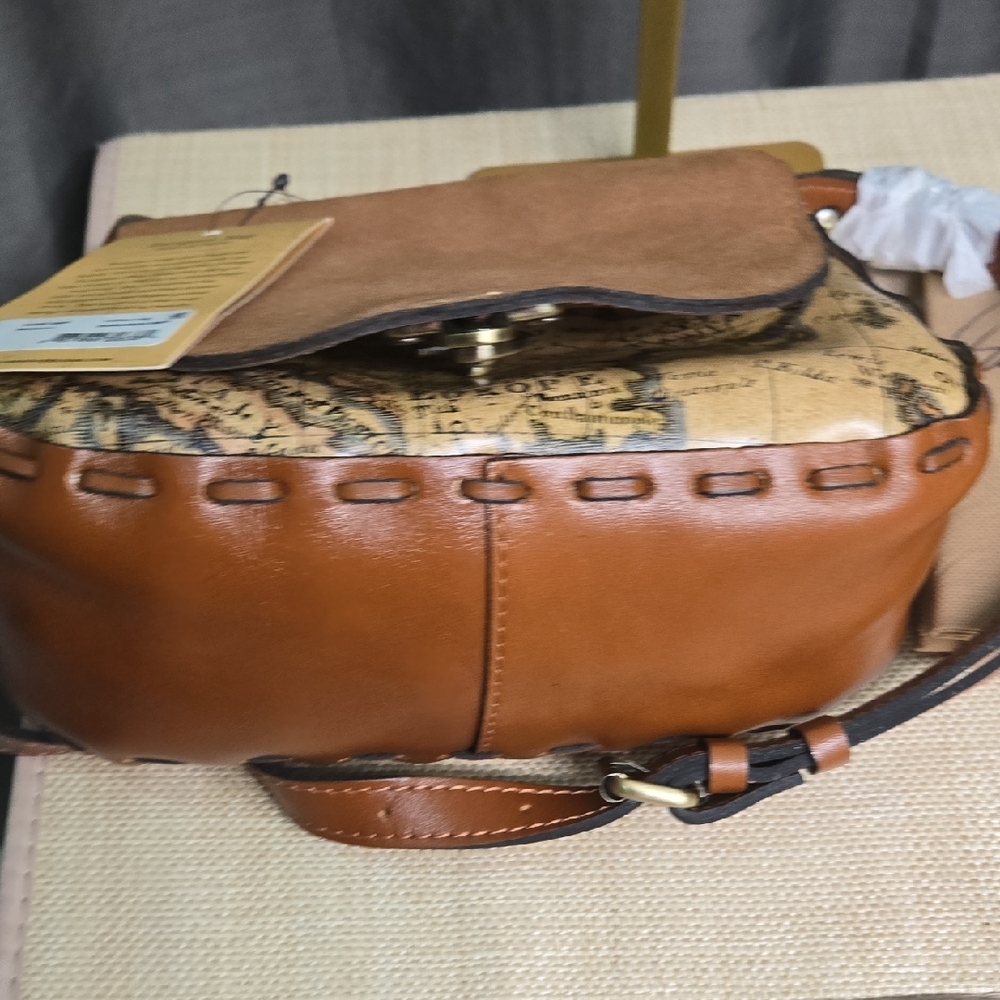 Patricia Nash Tan and Brown Map Print Shoulder Bag - Picture 13 of 16